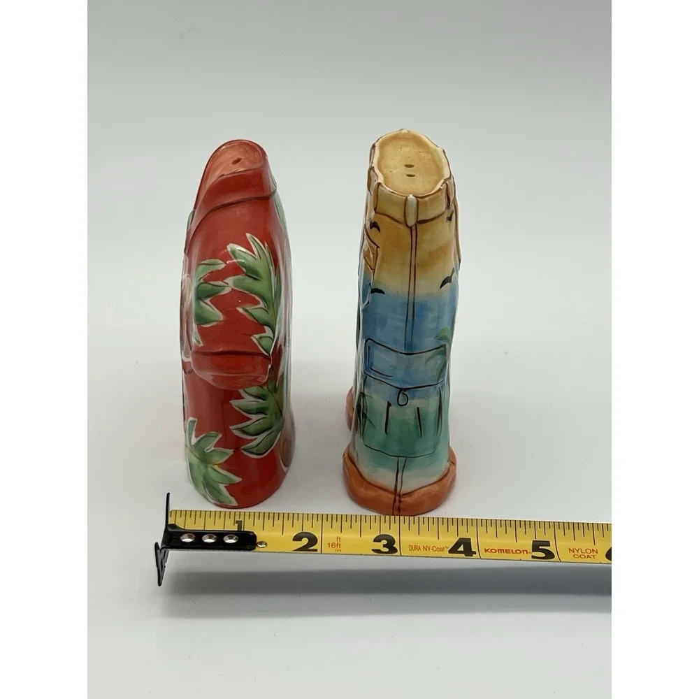 Salt‎ Pepper Shakers Figurines Tiki Bar Hawaiian Shirts Tropical Clay Art Aloha